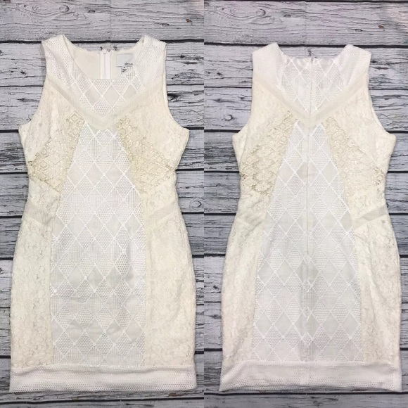Greylin Revolve Dress Bodycon Sleeveless Ivory White Lace Cocktail Stretchy Sz M - Picture 2 of 8